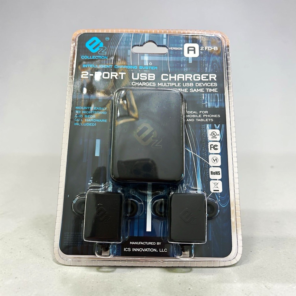 OZ Collection Dual USB 2-Port Wall Charger 5.2V Black Matte 1500mm 2 FD-B